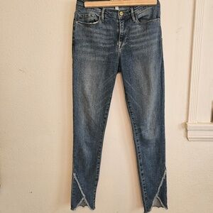 Frame Le Skinny de Jeanne Blue Raw Edge Jeans size 27